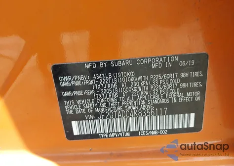 2019 Subaru Crosstrek 2.0I Premium from USA, damaged, VIN JF2GTADC4K8356117